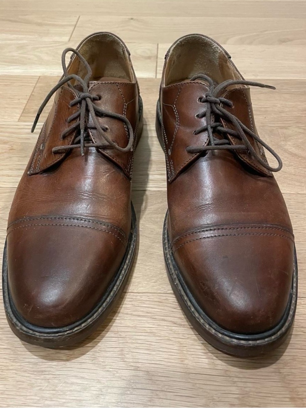 Johnston & Murphy Brown Leather Cap-Toe Derbys